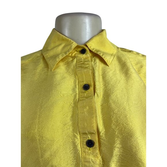 Neiman Marcus Exclusive Yellow Blouse Long Sleeve Button-Up Style - Picture 4 of 7